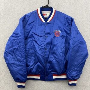 Chicago Cubs Jacket Men's XL Blue Swingster Satin MLB Baseball Snap Embroidered